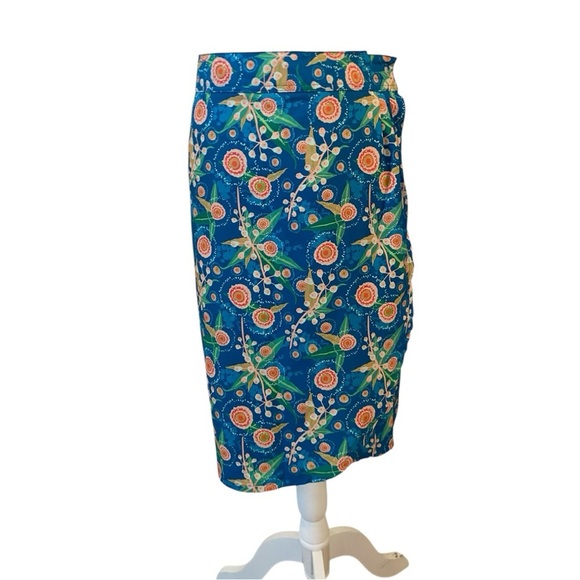 RipSkirt Hawaii Blue Floral Wrap Skirt Swimsuit Cover - Picture 1 of 4